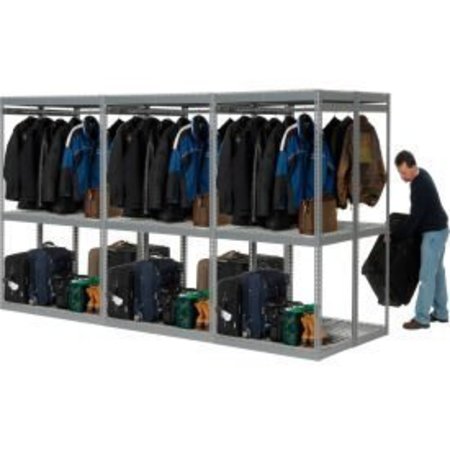 GLOBAL EQUIPMENT Boltless Luggage Garment Triple Combo Rack - 144"W x 48"D x 84"H 796550